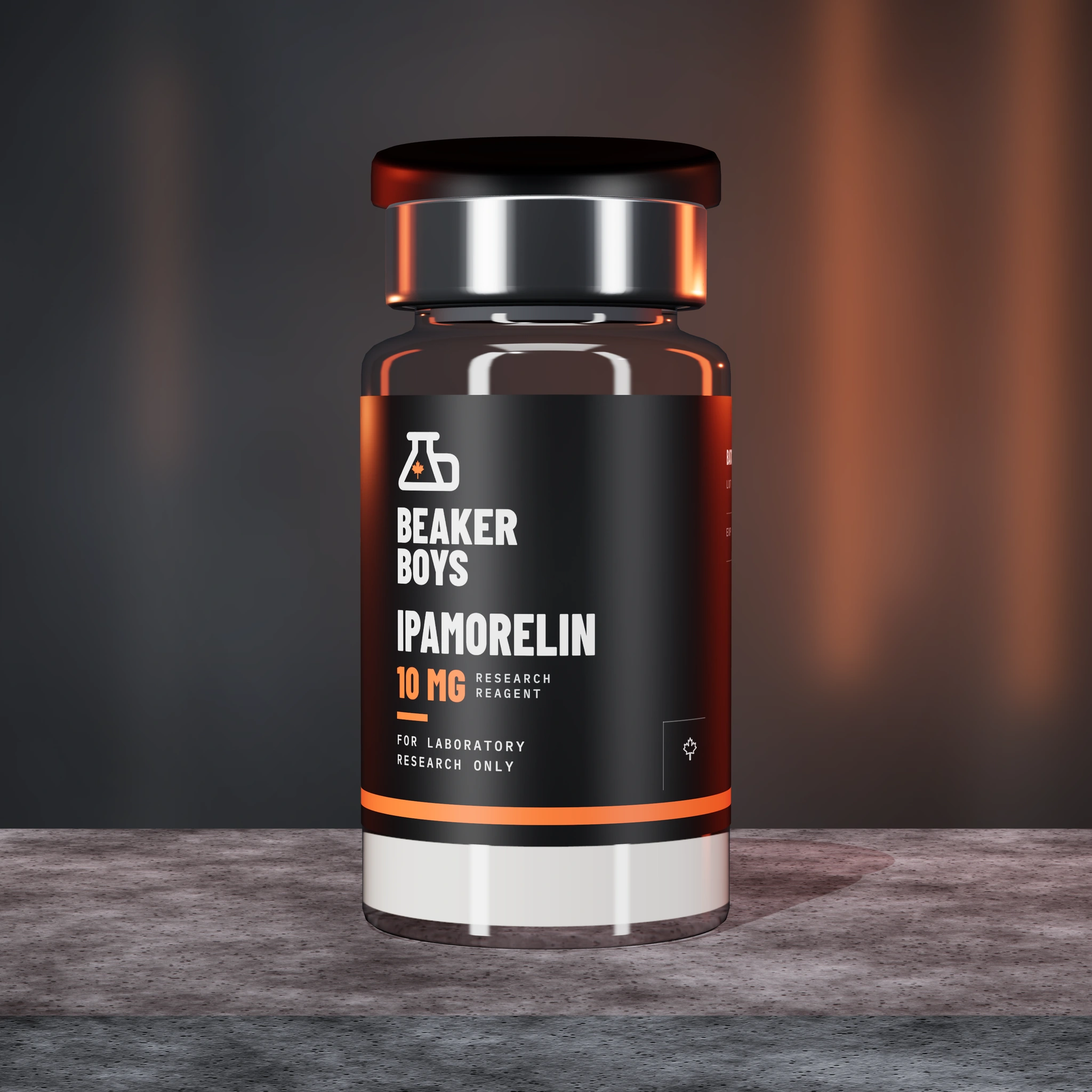 Ipamorelin Canada 10 mg research peptide vial by Beaker Boys