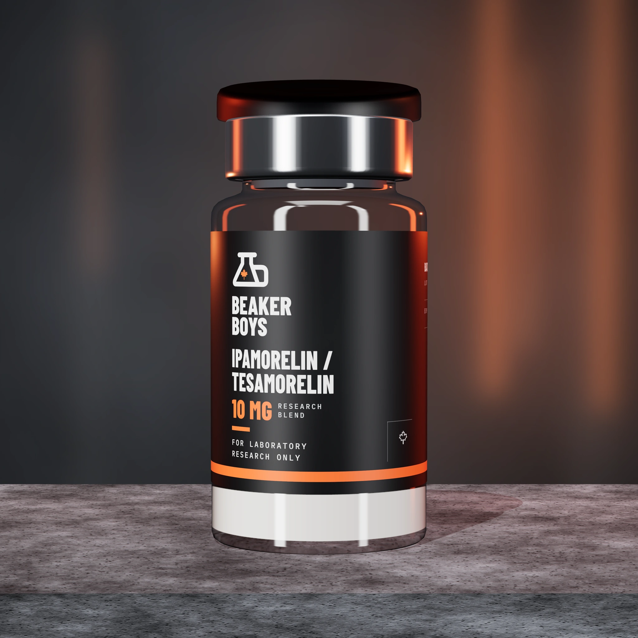 Ipamorelin / Tesamorelin Canada 10 mg research peptide vial by Beaker Boys